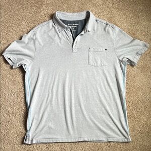 Tommy Bahama Islandzone Gray Casual Polo Short Sleeve Shirt. Size Large